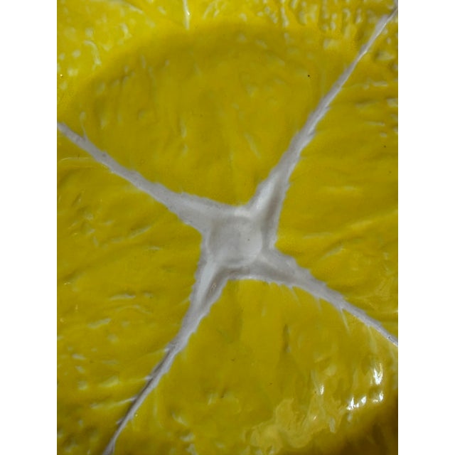 Yellow Mid-Century Secla Portuguese Yellow Majolica Cabbage Leaf Plates – Set of 4 For Sale - Image 8 of 10