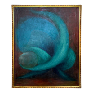 1960s Mid-Century Abstract Oil Painting With Sinuous Organic Forms