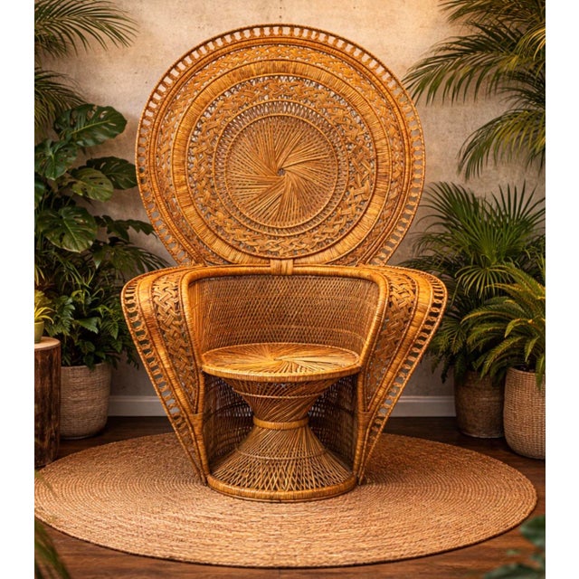 Amazing and very rare 1960s Italian version of the “Emmanuelle Peacock Chair” not only very detailed and intricate design,...