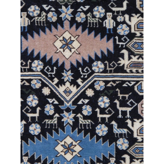Antique Shirvan Rug, Hand Knotted Wool Oriental Rug Navy Blue, Light Blue, Ivory For Sale - Image 4 of 10