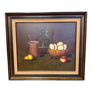 1990s Still Life Authentic Oil on Canvas Painting Signed Simon For Sale