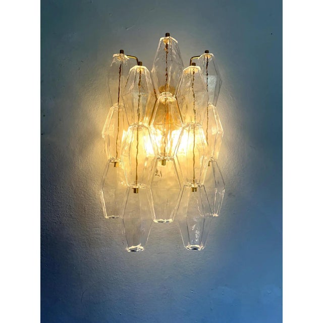 Glass Transparent Poliedri Murano Glass Gold Wall Sconce by Simoeng for Simoeng For Sale - Image 7 of 8