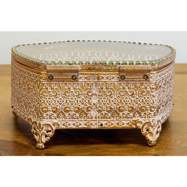 Brass Vintage Hollywood Regency Ormolu Style Jewelry Box For Sale - Image 8 of 9