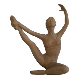 2001 Terracotta Sculpture On Wood Base Of A Ballerina Dancer Stamped AMR