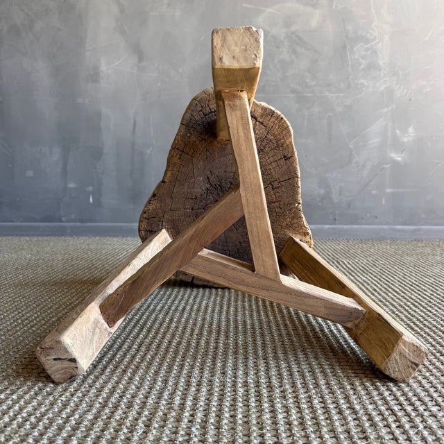 Vintage Elm Wood Chop Block Table #J44 For Sale In Los Angeles - Image 6 of 9