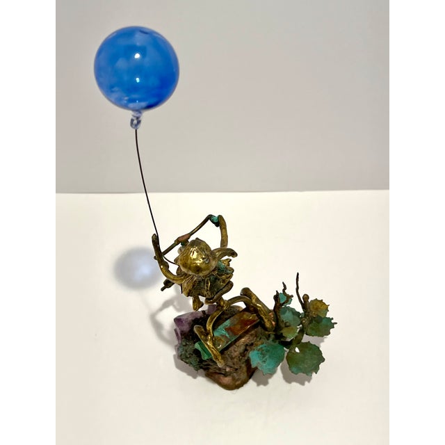 Contemporary 1970s Girl on Bike With Balloon and Amethyst - Mixed Media Sculpture For Sale - Image 3 of 10