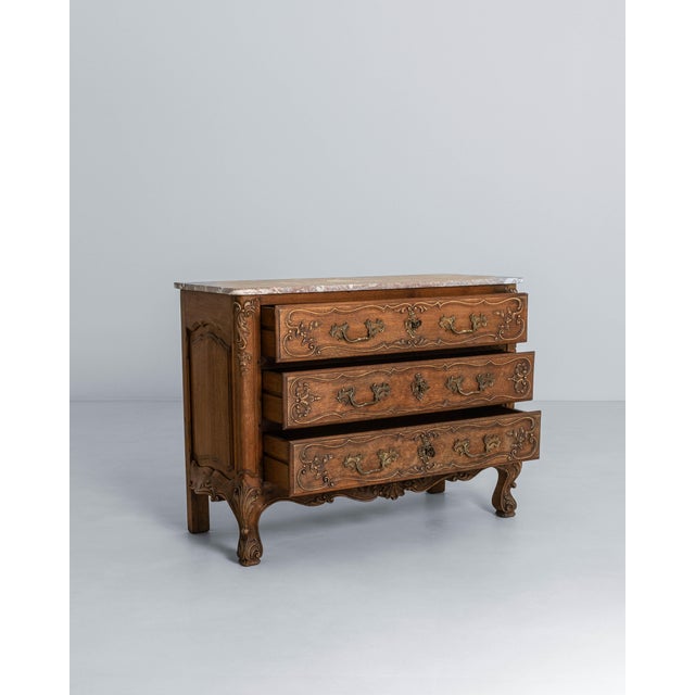 Wood 1850s French Louis XV Chest of Drawers With Marble Top For Sale - Image 7 of 18