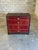 Wonderful leather clad hand tooled chest of drawers with mahogany case. Great color and nice details with hardware- in...