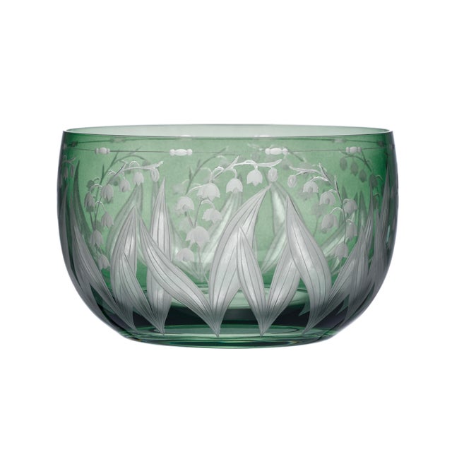 French Country ARTEL Lily of the Valley Small Round Bowl, Sage For Sale - Image 3 of 3