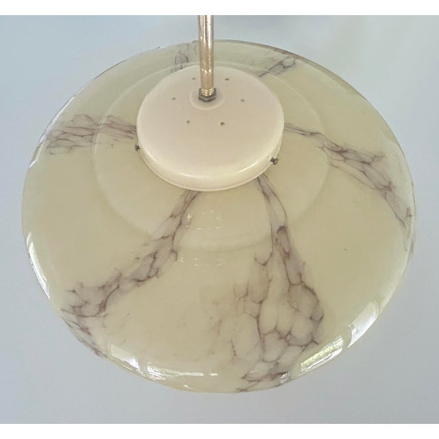 Metal Art Deco Amber Glass Pendant Light, 1930s For Sale - Image 7 of 18