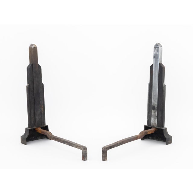 Donald Deskey Art Deco Skyscraper Andirons, Pair For Sale In New York - Image 6 of 6
