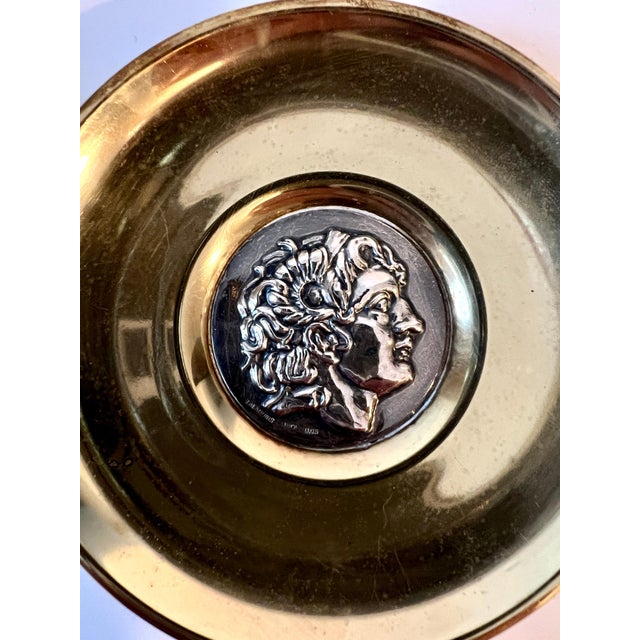 Mid 20th Century Ilias Lalaounis Solid Silver and Brass Satyr and Alexander the Great Dish Bowl - Set of 2 For Sale - Image 5 of 7