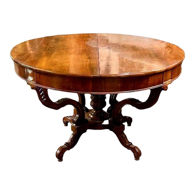 19th Century Italian Carved Walnut Center Table For Sale