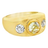 Vintage 1970s 18k Gold Diamond Gypsy Ring, 1.75 Carats Total, Size 5.75 For Sale