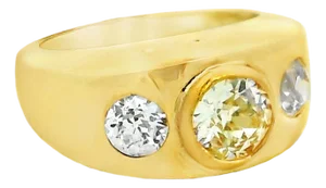 Vintage 1970s 18k Gold Diamond Gypsy Ring, 1.75 Carats Total, Size 5.75