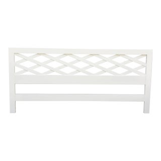 Paul Frankl Style Mid Century Modern White Lacquered Wood King-Size Headboard, 1950's For Sale