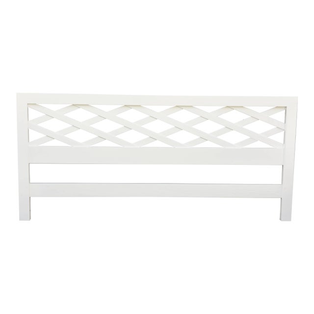 Paul Frankl Style Mid Century Modern White Lacquered Wood King-Size Headboard, 1950's For Sale
