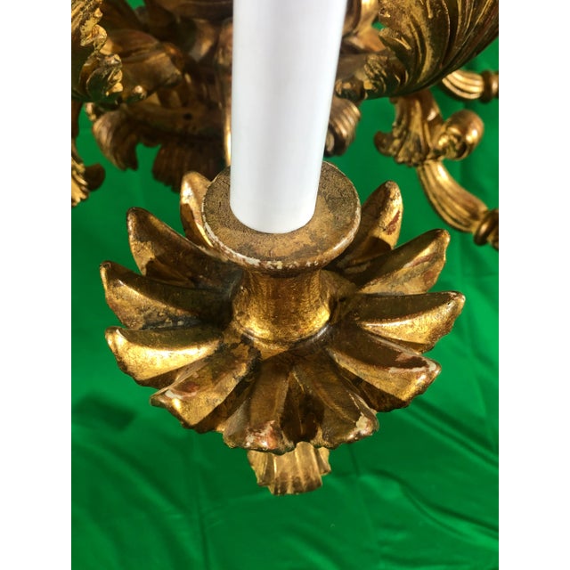 Vintage Italian Hand Carved Eight Light Chandelier For Sale - Image 10 of 13