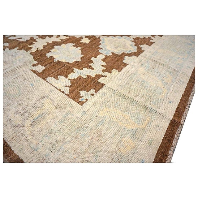 21st Century Turkish Oushak Wool 7x10 Ivory & Brown Handmade Area Rug #1144189 For Sale In Houston - Image 6 of 12