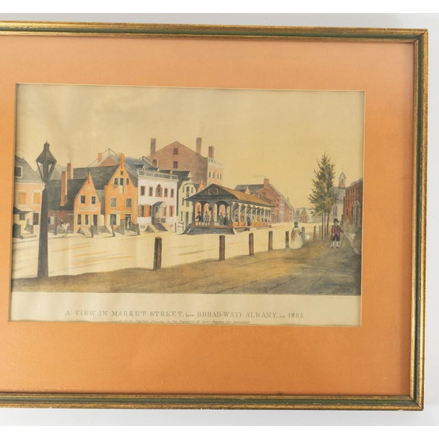 American 19th Century Hand Colored Lithograph of Albany New York Ca 1805 For Sale - Image 3 of 10