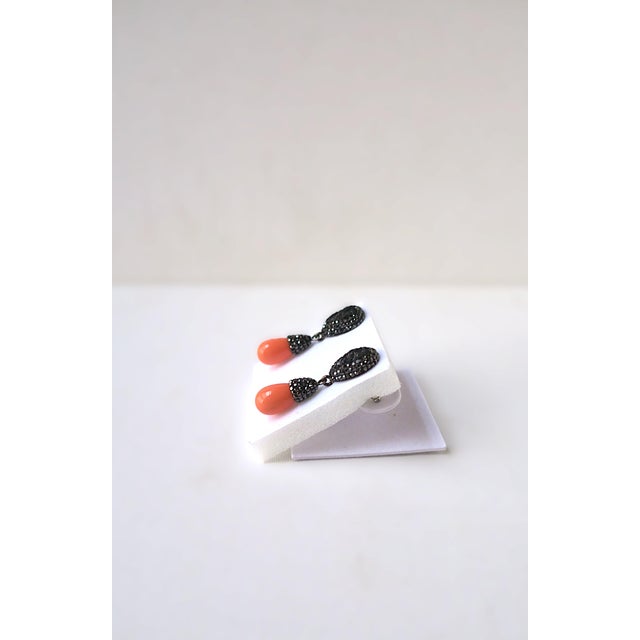 Coral-Esque Dangle Drop Pierced Earrings, Circa Late-20th Century, Pair For Sale - Image 12 of 16