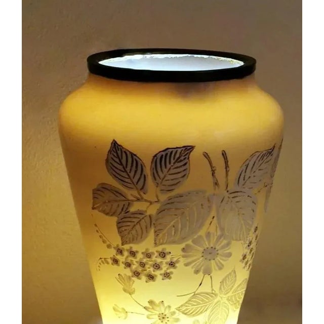 Vintage French Liberty-Style Grey Opaline Glass Vase With Hand-Painted Flowers For Sale - Image 9 of 13