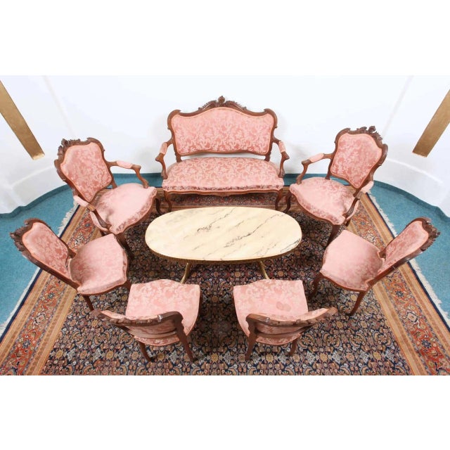 Wood Louis XV Living Room Set, Set of 8 For Sale - Image 7 of 7