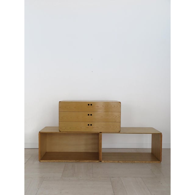 Italian Samara Series Modular Bookcase in Ash by Derk Jan De Vries for Maisa, Italy, 1970s For Sale - Image 6 of 15