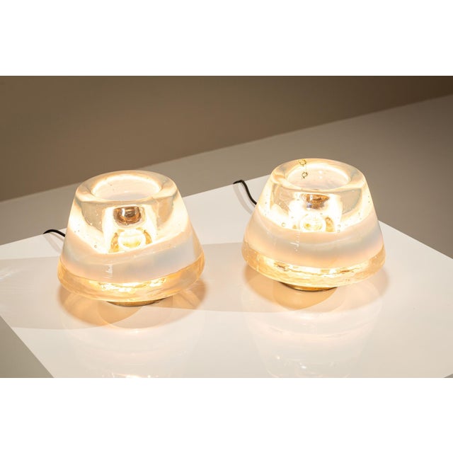 Glass Blue and Clear Murano Glass Table Lamps from Leucos, Italy, 1970s, Set of 2 For Sale - Image 7 of 16