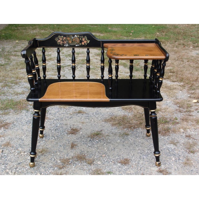 Vintage Ethan Allen Gossip Bench Hitchcock Style Telephone Table Entry