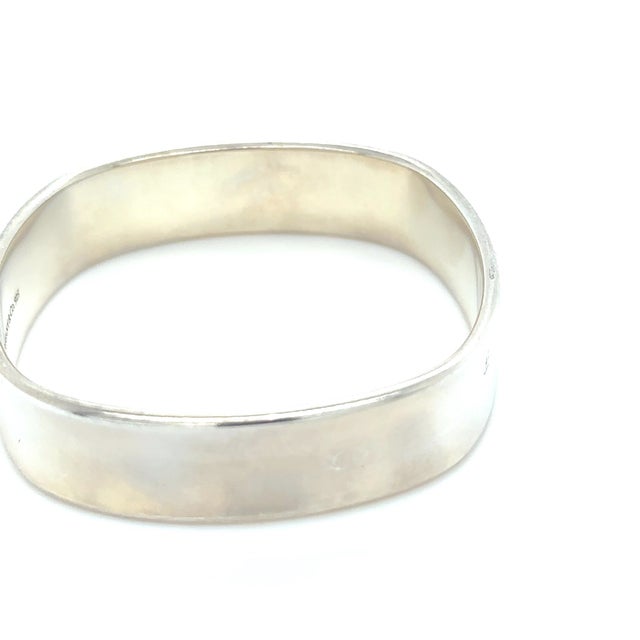 Tiffany and Co. Tiffany & Co. Sterling Silver 1837 Collection Square Cushion Bangle 55.17g For Sale - Image 4 of 5