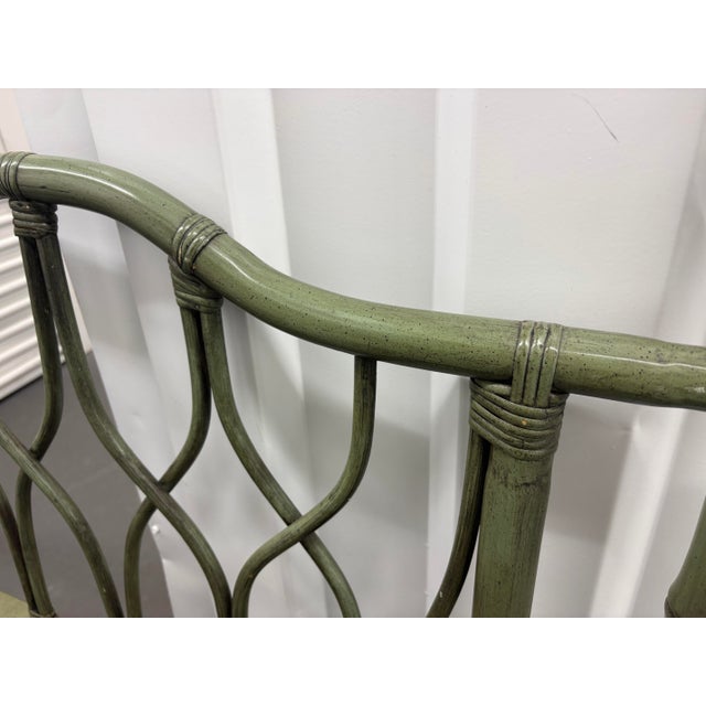 Pair 1960s Ficks Reed Attributed Twin Headboards Original Green Speckle Painted Rattan For Sale In Washington DC - Image 6 of 12