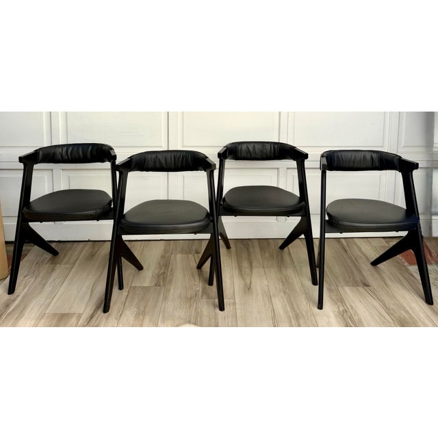 Late 20th Century Tom Dixon “Slab” Dining Chairs With Black Leather Seats & Back Pads - Set of 4 For Sale - Image 5 of 15