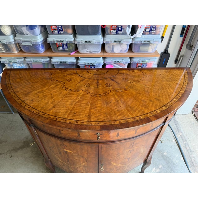 1980s 1980s John-Richard European Crossroads Collection Handpainted Demi Lune Commode Cabinet For Sale - Image 5 of 6