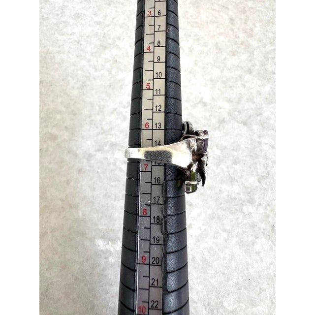 1980s Vintage Sterling Silver, Amethyst, and Citrine Peridot Ring - Size 7.5 For Sale - Image 5 of 5