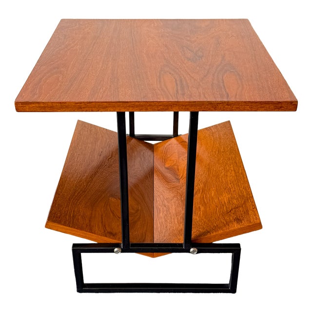 Mid-Century Modern Magazine Table in Wood and Black Metal, 1960s For Sale