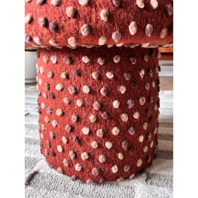 Textile Mushroom Ottoman in Sedona Wool Dot For Sale - Image 7 of 14