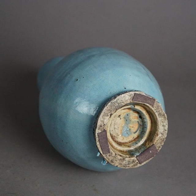 Blue Antique Chinese Figural Art Pottery Dragon Vase C1920 For Sale - Image 8 of 8