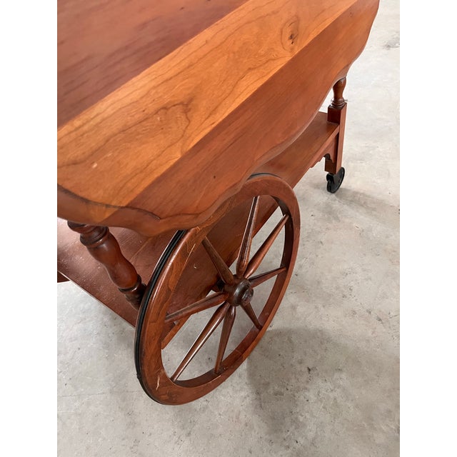 Mid 20th Century Walnut Drop Leaf Tea Table/Bar Cart For Sale - Image 10 of 12
