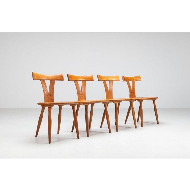 Vintage Scandinavian Dining Chairs in Oak, Sweden, 1960, Set of 4 For Sale - Image 3 of 14