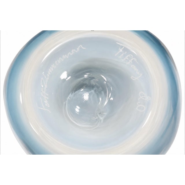 Jeff Zimmerman Jeff Zimmerman for Tiffany & Co. Handblown Aqua Art Glass Bowl For Sale - Image 4 of 9