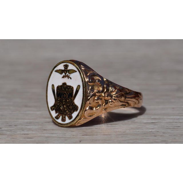 The Lanvale: Men's 14K Rose Gold Enameled Ring For Sale - Image 4 of 10