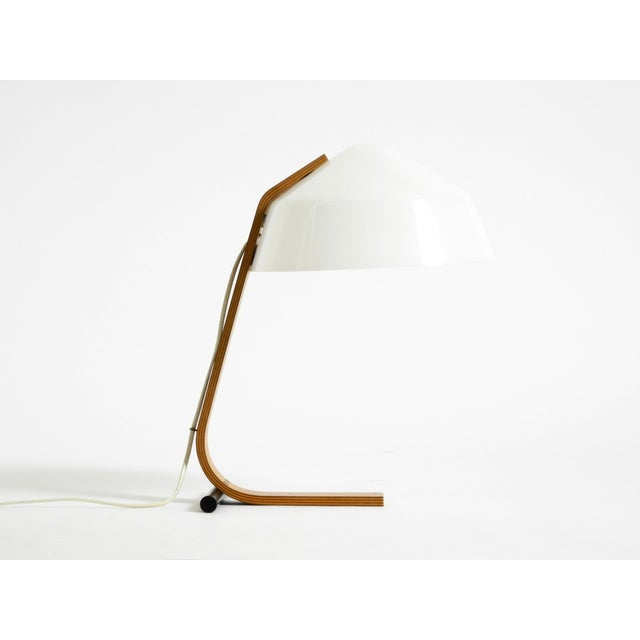 Mid-Century Modern Vintage Space Age Plywood Table Lamp with Plastic Shade from Temde Leuchten, 1960s For Sale - Image 3 of 18
