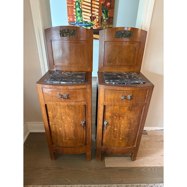 1900-1909 Pair Art Nouveau Nighstands/Cabinets For Sale - Image 9 of 11