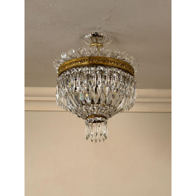 Vintage Empire Style Bohemian Crystal Ceiling Light, 1940s For Sale - Image 9 of 12