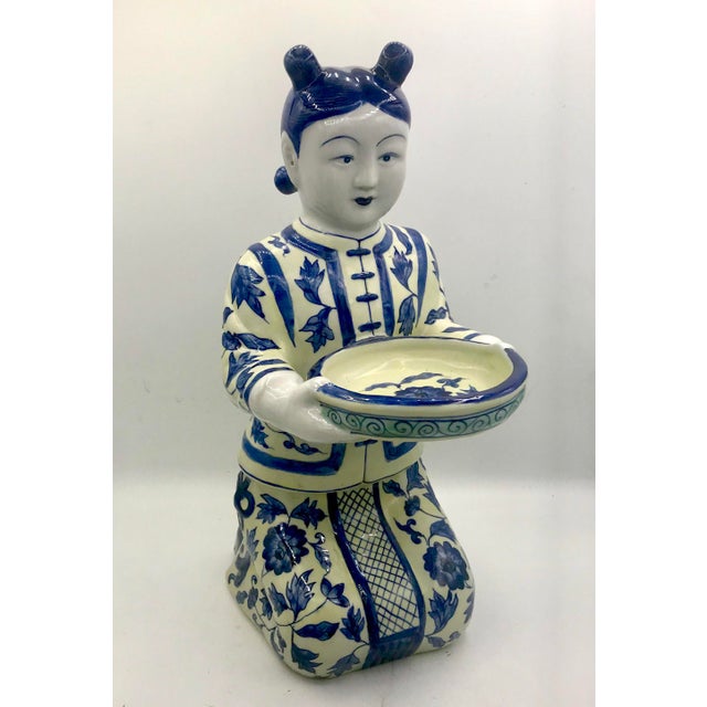 Mid 20th Century Chinese Woman Holding Plate Figurine For Sale - Image 10 of 12