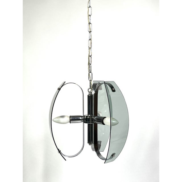 Italian Chrome and Light Blue Glass Ceiling Light, 1970s For Sale - Image 11 of 11