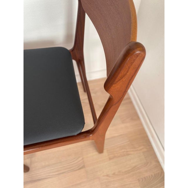 Danish Teak and Faux Leather Dining Chairs by Erik Buch for Oddense Maskinsnedkeri / O.D. Møbler, Denmark, 1960s, Set of 2 For Sale - Image 17 of 18