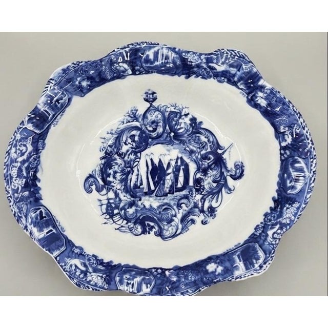 Ceramic Intage Victoria Ware Ironstone Blue & White Ewer Pitcher & Wash Basin Set – 2 Pieces For Sale - Image 7 of 8