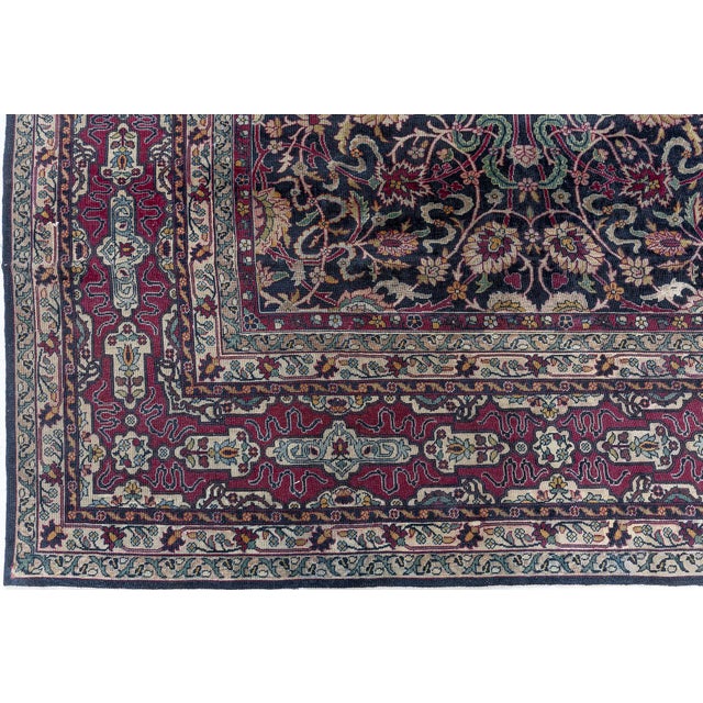 Early 20th Century Fine Antique Persian Kirman Botanic Handmade Wool Carpet For Sale - Image 5 of 10